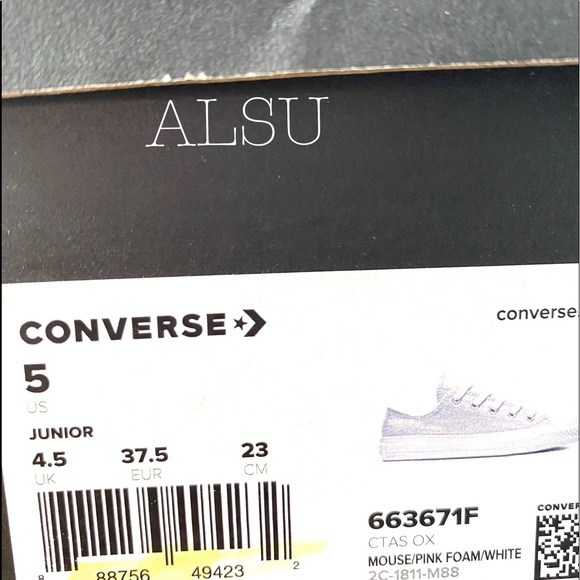 Converse Ctas Canvas Low Top Mouse Silver Pink K/W - Picture 8 of 9
